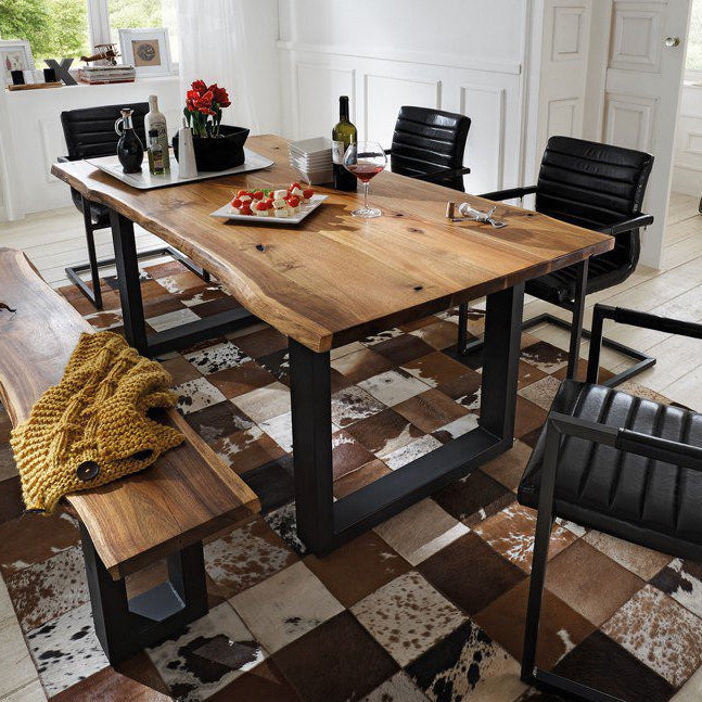 Industrial Pine Wood Table for Restaurant Dining Table with Double Pedestal 55.1"L x 25.6"W x 29.5"H Without Chairs Clearhalo 'Dining Tables & Seating' 'Dining Tables' 'dining_table' 'furn' 'furn_dining_table' 'Furniture' 'furniture_dining_table' 'Kitchen & Dining Furniture' 'kitchen' 'kitchen_dining_table' 4769941