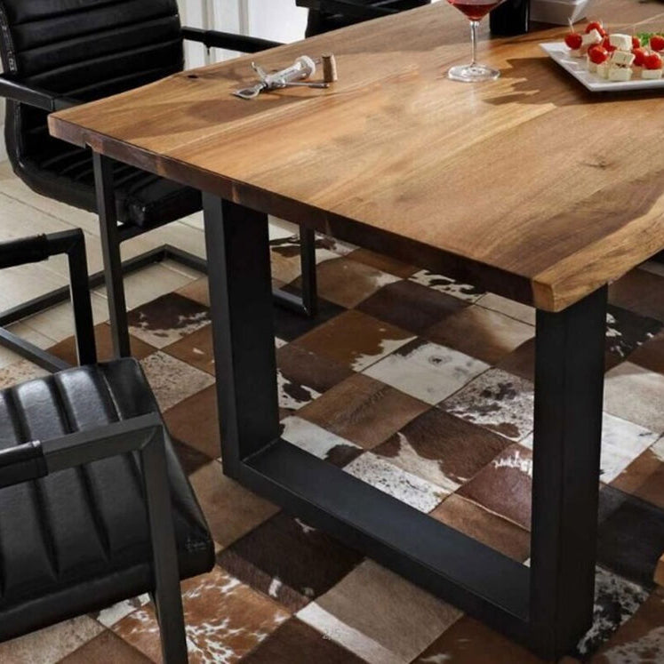 Industrial Pine Wood Table for Restaurant Dining Table with Double Pedestal Clearhalo 'Dining Tables & Seating' 'Dining Tables' 'dining_table' 'furn' 'furn_dining_table' 'Furniture' 'furniture_dining_table' 'Kitchen & Dining Furniture' 'kitchen' 'kitchen_dining_table' 4769945