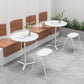Metal Modern Round Dining Table Pine Wood Top Table for Kitchen White 19.7"L x 19.7"W x 27.6"H Without Chairs Clearhalo 'Dining Tables & Seating' 'Dining Tables' 'dining_table' 'furn' 'furn_dining_table' 'Furniture' 'furniture_dining_table' 'Kitchen & Dining Furniture' 'kitchen' 'kitchen_dining_table' 4769953