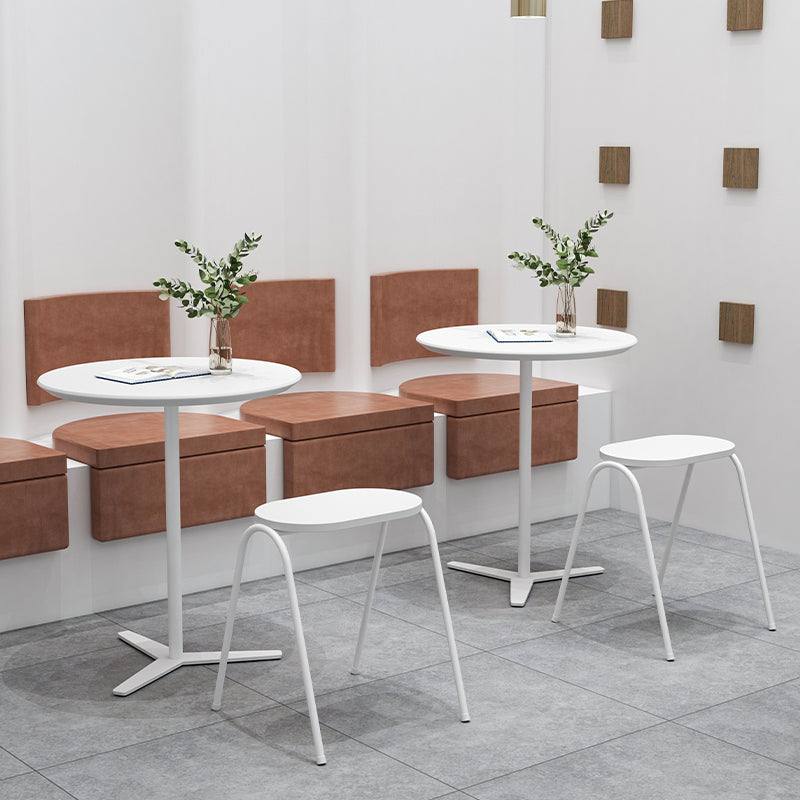 Metal Modern Round Dining Table Pine Wood Top Table for Kitchen White 23.6"L x 23.6"W x 27.6"H Without Chairs Clearhalo 'Dining Tables & Seating' 'Dining Tables' 'dining_table' 'furn' 'furn_dining_table' 'Furniture' 'furniture_dining_table' 'Kitchen & Dining Furniture' 'kitchen' 'kitchen_dining_table' 4769955