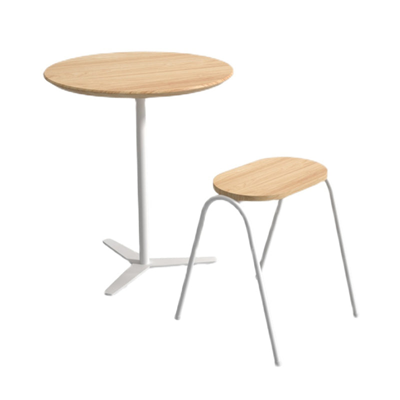 Metal Modern Round Dining Table Pine Wood Top Table for Kitchen Clearhalo 'Dining Tables & Seating' 'Dining Tables' 'dining_table' 'furn' 'furn_dining_table' 'Furniture' 'furniture_dining_table' 'Kitchen & Dining Furniture' 'kitchen' 'kitchen_dining_table' 4769961