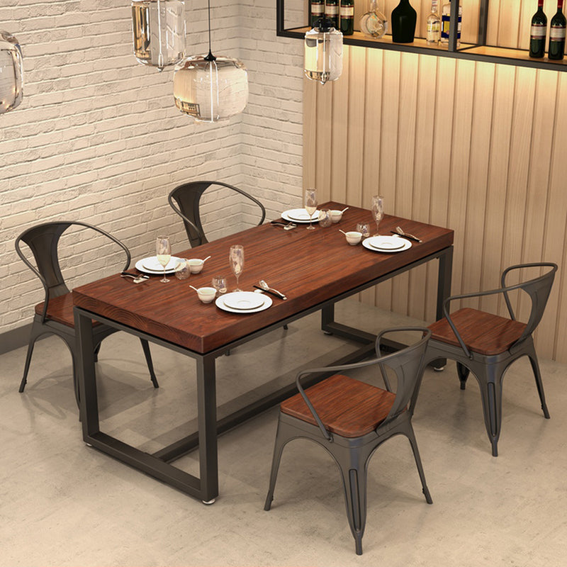 Solid Wood Dining Table Industrial Dining Table with Black Frame 47.2"L x 27.6"W x 29.5"H Without Chairs Clearhalo 'Dining Tables & Seating' 'Dining Tables' 'dining_table' 'furn' 'furn_dining_table' 'Furniture' 'furniture_dining_table' 'Kitchen & Dining Furniture' 'kitchen' 'kitchen_dining_table' 4769991