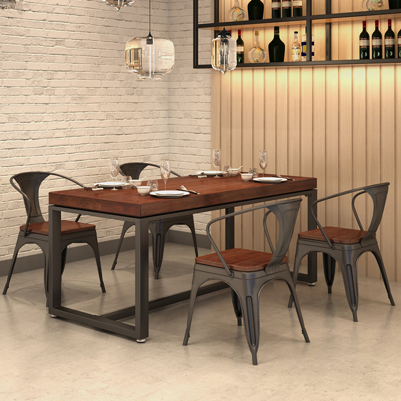 Solid Wood Dining Table Industrial Dining Table with Black Frame 70.9"L x 31.5"W x 29.5"H Without Chairs Clearhalo 'Dining Tables & Seating' 'Dining Tables' 'dining_table' 'furn' 'furn_dining_table' 'Furniture' 'furniture_dining_table' 'Kitchen & Dining Furniture' 'kitchen' 'kitchen_dining_table' 4769993