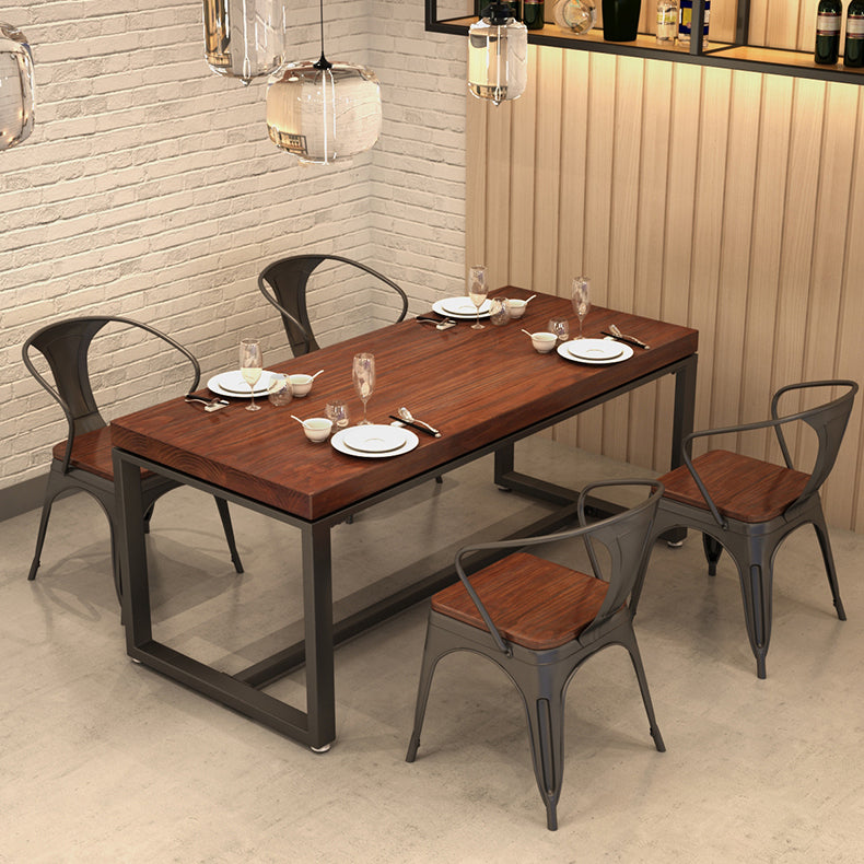 Solid Wood Dining Table Industrial Dining Table with Black Frame 78.7"L x 31.5"W x 29.5"H Without Chairs Clearhalo 'Dining Tables & Seating' 'Dining Tables' 'dining_table' 'furn' 'furn_dining_table' 'Furniture' 'furniture_dining_table' 'Kitchen & Dining Furniture' 'kitchen' 'kitchen_dining_table' 4769994