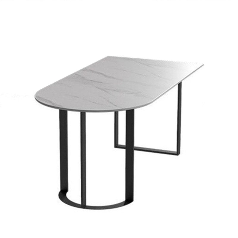 Sintered Stone Top Table with Double Pedestal Modern White Table for Restaurant Free Form Black Clearhalo 'Dining Tables & Seating' 'Dining Tables' 'dining_table' 'furn' 'furn_dining_table' 'Furniture' 'furniture_dining_table' 'Kitchen & Dining Furniture' 'kitchen' 'kitchen_dining_table' 4770037