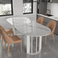 Sintered Stone Top Table with Double Pedestal Modern White Table for Restaurant Oval White 55.1"L x 31.5"W x 29.5"H Clearhalo 'Dining Tables & Seating' 'Dining Tables' 'dining_table' 'furn' 'furn_dining_table' 'Furniture' 'furniture_dining_table' 'Kitchen & Dining Furniture' 'kitchen' 'kitchen_dining_table' 4770038
