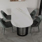 Sintered Stone Top Table with Double Pedestal Modern White Table for Restaurant Free Form Black 78.7"L x 31.5"W x 29.5"H Clearhalo 'Dining Tables & Seating' 'Dining Tables' 'dining_table' 'furn' 'furn_dining_table' 'Furniture' 'furniture_dining_table' 'Kitchen & Dining Furniture' 'kitchen' 'kitchen_dining_table' 4770040