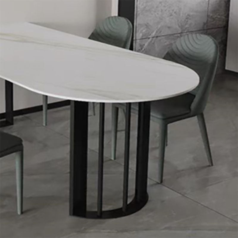 Sintered Stone Top Table with Double Pedestal Modern White Table for Restaurant Clearhalo 'Dining Tables & Seating' 'Dining Tables' 'dining_table' 'furn' 'furn_dining_table' 'Furniture' 'furniture_dining_table' 'Kitchen & Dining Furniture' 'kitchen' 'kitchen_dining_table' 4770043