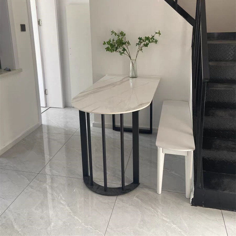 Sintered Stone Top Table with Double Pedestal Modern White Table for Restaurant Clearhalo 'Dining Tables & Seating' 'Dining Tables' 'dining_table' 'furn' 'furn_dining_table' 'Furniture' 'furniture_dining_table' 'Kitchen & Dining Furniture' 'kitchen' 'kitchen_dining_table' 4770048