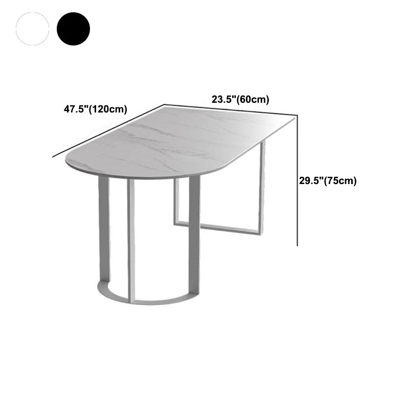 Sintered Stone Top Table with Double Pedestal Modern White Table for Restaurant Clearhalo 'Dining Tables & Seating' 'Dining Tables' 'dining_table' 'furn' 'furn_dining_table' 'Furniture' 'furniture_dining_table' 'Kitchen & Dining Furniture' 'kitchen' 'kitchen_dining_table' 4770050