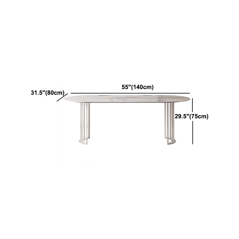 Sintered Stone Top Table with Double Pedestal Modern White Table for Restaurant Clearhalo 'Dining Tables & Seating' 'Dining Tables' 'dining_table' 'furn' 'furn_dining_table' 'Furniture' 'furniture_dining_table' 'Kitchen & Dining Furniture' 'kitchen' 'kitchen_dining_table' 4770053