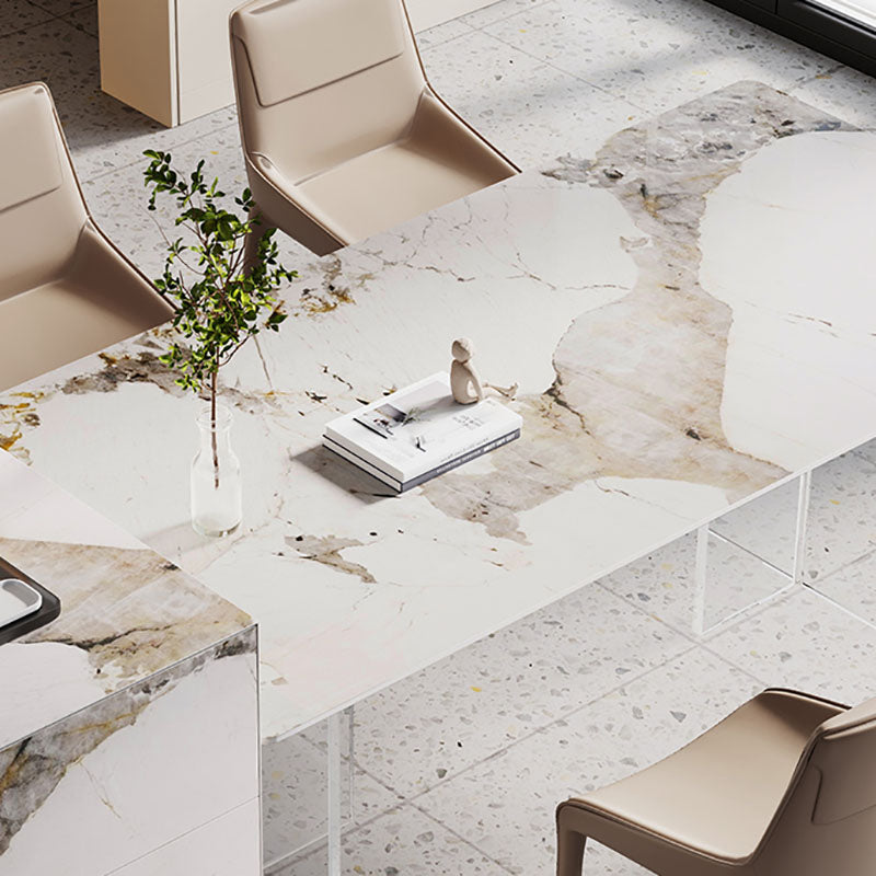 Modern Sintered Stone Dining Table Acrylic Dinner Room Kitchen Table Clearhalo 'Dining Tables & Seating' 'Dining Tables' 'dining_table' 'furn' 'furn_dining_table' 'Furniture' 'furniture_dining_table' 'Kitchen & Dining Furniture' 'kitchen' 'kitchen_dining_table' 4770067