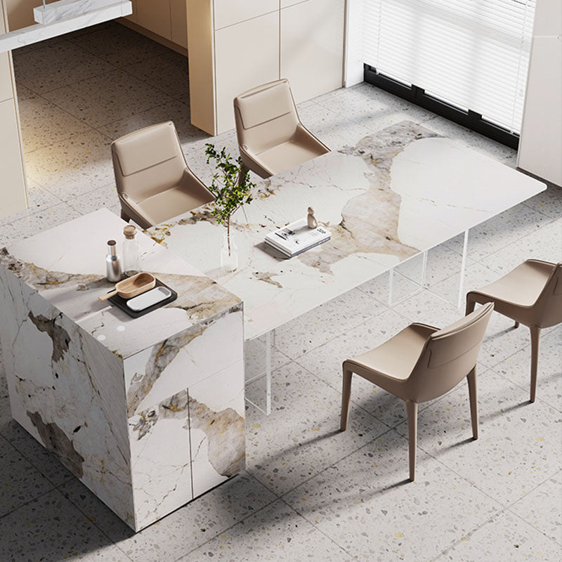 Modern Sintered Stone Dining Table Acrylic Dinner Room Kitchen Table Clearhalo 'Dining Tables & Seating' 'Dining Tables' 'dining_table' 'furn' 'furn_dining_table' 'Furniture' 'furniture_dining_table' 'Kitchen & Dining Furniture' 'kitchen' 'kitchen_dining_table' 4770068