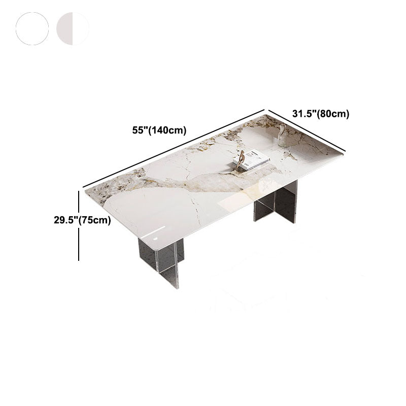 Modern Sintered Stone Dining Table Acrylic Dinner Room Kitchen Table Clearhalo 'Dining Tables & Seating' 'Dining Tables' 'dining_table' 'furn' 'furn_dining_table' 'Furniture' 'furniture_dining_table' 'Kitchen & Dining Furniture' 'kitchen' 'kitchen_dining_table' 4770071