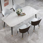 Modern Stone Rectangle Dining Table Home Kitchen Dinner Black Frame Dining Table White 55.1"L x 31.5"W x 29.5"H Without Chairs Clearhalo 'Dining Tables & Seating' 'Dining Tables' 'dining_table' 'furn' 'furn_dining_table' 'Furniture' 'furniture_dining_table' 'Kitchen & Dining Furniture' 'kitchen' 'kitchen_dining_table' 4770079