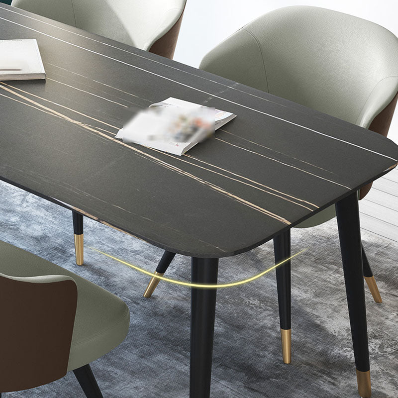 Modern Stone Rectangle Dining Table Home Kitchen Dinner Black Frame Dining Table Clearhalo 'Dining Tables & Seating' 'Dining Tables' 'dining_table' 'furn' 'furn_dining_table' 'Furniture' 'furniture_dining_table' 'Kitchen & Dining Furniture' 'kitchen' 'kitchen_dining_table' 4770082