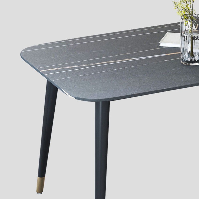 Modern Stone Rectangle Dining Table Home Kitchen Dinner Black Frame Dining Table Clearhalo 'Dining Tables & Seating' 'Dining Tables' 'dining_table' 'furn' 'furn_dining_table' 'Furniture' 'furniture_dining_table' 'Kitchen & Dining Furniture' 'kitchen' 'kitchen_dining_table' 4770083