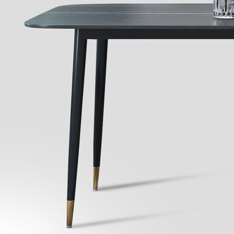 Modern Stone Rectangle Dining Table Home Kitchen Dinner Black Frame Dining Table Clearhalo 'Dining Tables & Seating' 'Dining Tables' 'dining_table' 'furn' 'furn_dining_table' 'Furniture' 'furniture_dining_table' 'Kitchen & Dining Furniture' 'kitchen' 'kitchen_dining_table' 4770084