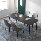 Modern Stone Rectangle Dining Table Home Kitchen Dinner Black Frame Dining Table Clearhalo 'Dining Tables & Seating' 'Dining Tables' 'dining_table' 'furn' 'furn_dining_table' 'Furniture' 'furniture_dining_table' 'Kitchen & Dining Furniture' 'kitchen' 'kitchen_dining_table' 4770088