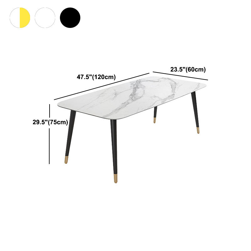 Modern Stone Rectangle Dining Table Home Kitchen Dinner Black Frame Dining Table Clearhalo 'Dining Tables & Seating' 'Dining Tables' 'dining_table' 'furn' 'furn_dining_table' 'Furniture' 'furniture_dining_table' 'Kitchen & Dining Furniture' 'kitchen' 'kitchen_dining_table' 4770090
