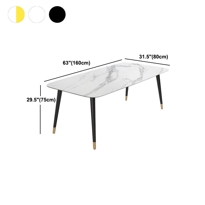 Modern Stone Rectangle Dining Table Home Kitchen Dinner Black Frame Dining Table Clearhalo 'Dining Tables & Seating' 'Dining Tables' 'dining_table' 'furn' 'furn_dining_table' 'Furniture' 'furniture_dining_table' 'Kitchen & Dining Furniture' 'kitchen' 'kitchen_dining_table' 4770092