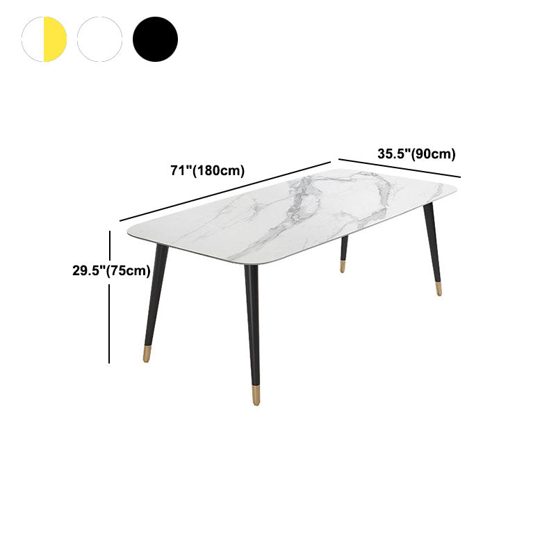 Modern Stone Rectangle Dining Table Home Kitchen Dinner Black Frame Dining Table Clearhalo 'Dining Tables & Seating' 'Dining Tables' 'dining_table' 'furn' 'furn_dining_table' 'Furniture' 'furniture_dining_table' 'Kitchen & Dining Furniture' 'kitchen' 'kitchen_dining_table' 4770093