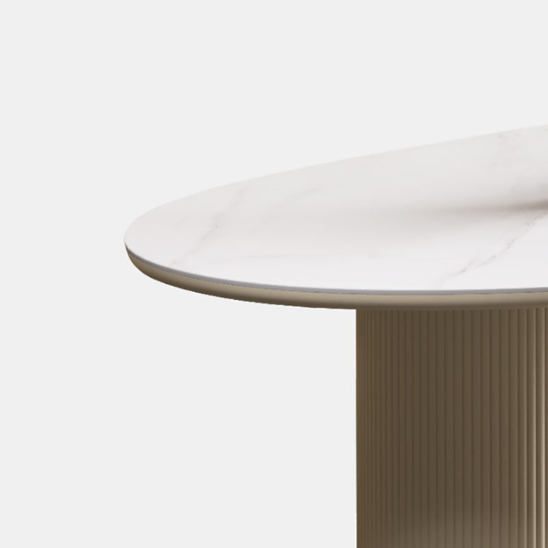 Modern Stone Top Dinette Table Oval Home Kitchen Dinner Tripod Dining Table Clearhalo 'Dining Tables & Seating' 'Dining Tables' 'dining_table' 'furn' 'furn_dining_table' 'Furniture' 'furniture_dining_table' 'Kitchen & Dining Furniture' 'kitchen' 'kitchen_dining_table' 4770100