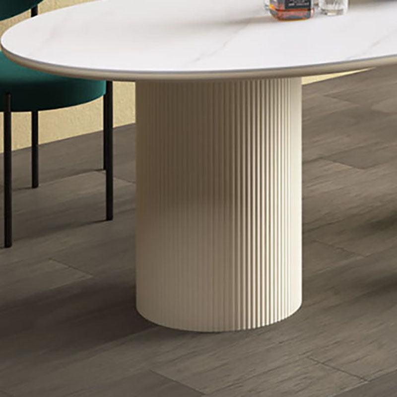 Modern Stone Top Dinette Table Oval Home Kitchen Dinner Tripod Dining Table Clearhalo 'Dining Tables & Seating' 'Dining Tables' 'dining_table' 'furn' 'furn_dining_table' 'Furniture' 'furniture_dining_table' 'Kitchen & Dining Furniture' 'kitchen' 'kitchen_dining_table' 4770101