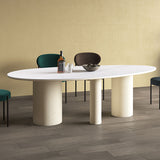 Modern Stone Top Dinette Table Oval Home Kitchen Dinner Tripod Dining Table Clearhalo 'Dining Tables & Seating' 'Dining Tables' 'dining_table' 'furn' 'furn_dining_table' 'Furniture' 'furniture_dining_table' 'Kitchen & Dining Furniture' 'kitchen' 'kitchen_dining_table' 4770102