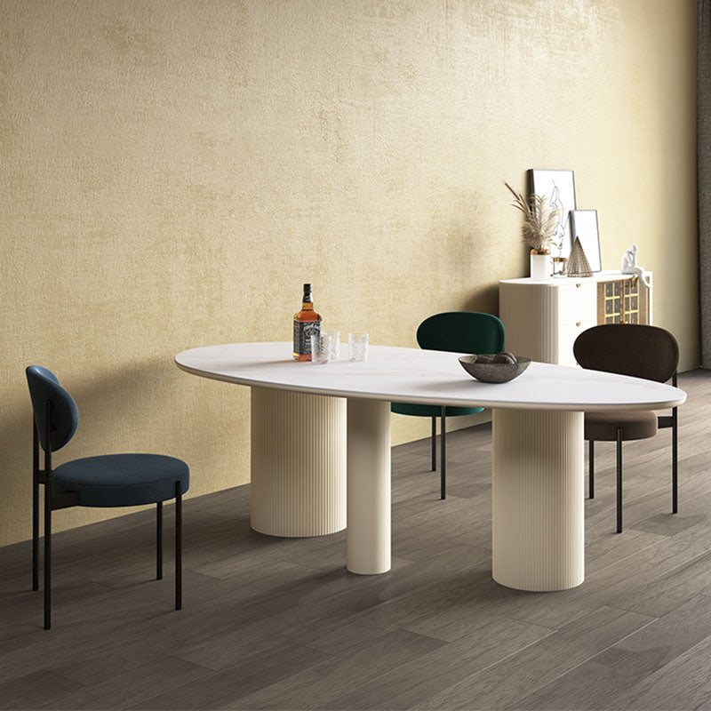 Modern Stone Top Dinette Table Oval Home Kitchen Dinner Tripod Dining Table Clearhalo 'Dining Tables & Seating' 'Dining Tables' 'dining_table' 'furn' 'furn_dining_table' 'Furniture' 'furniture_dining_table' 'Kitchen & Dining Furniture' 'kitchen' 'kitchen_dining_table' 4770103