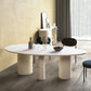 Modern Stone Top Dinette Table Oval Home Kitchen Dinner Tripod Dining Table Clearhalo 'Dining Tables & Seating' 'Dining Tables' 'dining_table' 'furn' 'furn_dining_table' 'Furniture' 'furniture_dining_table' 'Kitchen & Dining Furniture' 'kitchen' 'kitchen_dining_table' 4770104