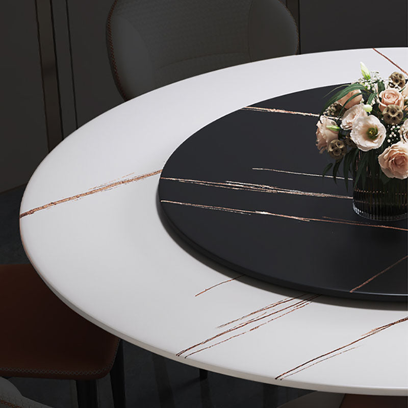 Modern Round Pedestal Dining Table Sintered Stone Home Convertible Dining Table Clearhalo 'Dining Tables & Seating' 'Dining Tables' 'dining_table' 'furn' 'furn_dining_table' 'Furniture' 'furniture_dining_table' 'Kitchen & Dining Furniture' 'kitchen' 'kitchen_dining_table' 4770116