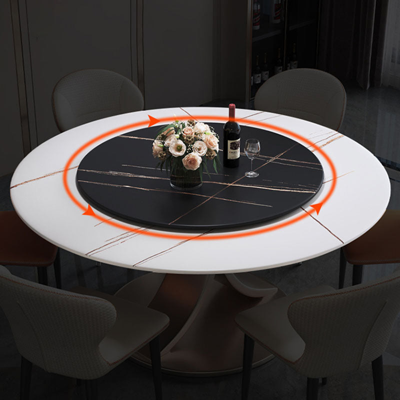 Modern Round Pedestal Dining Table Sintered Stone Home Convertible Dining Table Clearhalo 'Dining Tables & Seating' 'Dining Tables' 'dining_table' 'furn' 'furn_dining_table' 'Furniture' 'furniture_dining_table' 'Kitchen & Dining Furniture' 'kitchen' 'kitchen_dining_table' 4770118