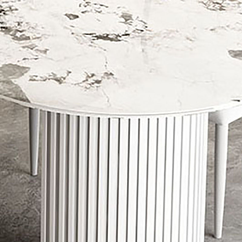 Irregular Shape Dining Table for Restaurant Sintered Stone Table with Double Pedestal Clearhalo 'Dining Tables & Seating' 'Dining Tables' 'dining_table' 'furn' 'furn_dining_table' 'Furniture' 'furniture_dining_table' 'Kitchen & Dining Furniture' 'kitchen' 'kitchen_dining_table' 4770149