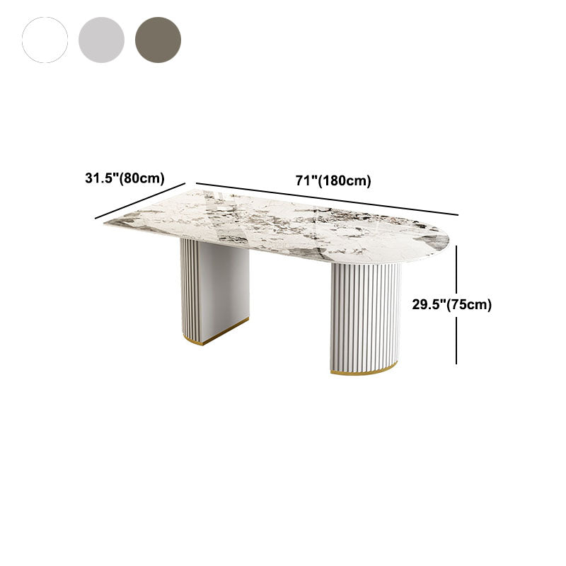 Irregular Shape Dining Table for Restaurant Sintered Stone Table with Double Pedestal Clearhalo 'Dining Tables & Seating' 'Dining Tables' 'dining_table' 'furn' 'furn_dining_table' 'Furniture' 'furniture_dining_table' 'Kitchen & Dining Furniture' 'kitchen' 'kitchen_dining_table' 4770156