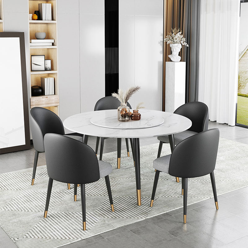 Traditional Luxury Dining Table Stone and Metal Round Tripod Base Dining Table White 47.2"L x 47.2"W x 29.5"H Lazy Susan Clearhalo 'Dining Tables & Seating' 'Dining Tables' 'dining_table' 'furn' 'furn_dining_table' 'Furniture' 'furniture_dining_table' 'Kitchen & Dining Furniture' 'kitchen' 'kitchen_dining_table' 4770158
