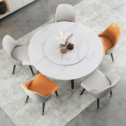 Traditional Luxury Dining Table Stone and Metal Round Tripod Base Dining Table White Clearhalo 'Dining Tables & Seating' 'Dining Tables' 'dining_table' 'furn' 'furn_dining_table' 'Furniture' 'furniture_dining_table' 'Kitchen & Dining Furniture' 'kitchen' 'kitchen_dining_table' 4770159