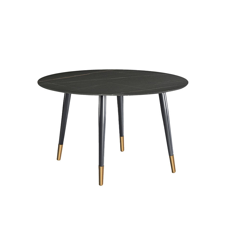 Traditional Luxury Dining Table Stone and Metal Round Tripod Base Dining Table Black Fixed Table Clearhalo 'Dining Tables & Seating' 'Dining Tables' 'dining_table' 'furn' 'furn_dining_table' 'Furniture' 'furniture_dining_table' 'Kitchen & Dining Furniture' 'kitchen' 'kitchen_dining_table' 4770162