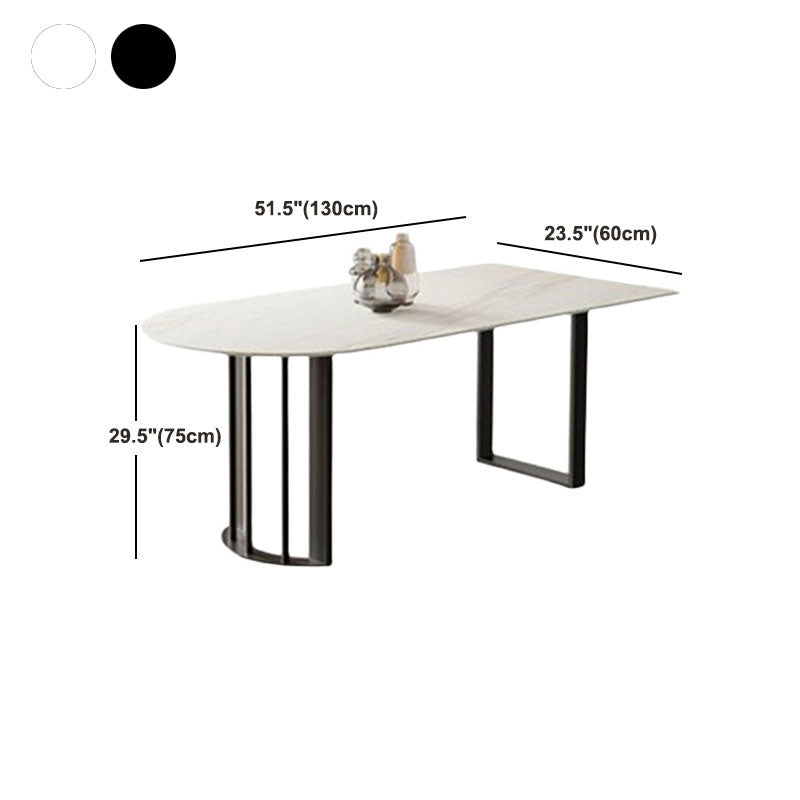 Irregular Shape White Table for Restaurant Sintered Stone Table with Double Pedestal Clearhalo 'Dining Tables & Seating' 'Dining Tables' 'dining_table' 'furn' 'furn_dining_table' 'Furniture' 'furniture_dining_table' 'Kitchen & Dining Furniture' 'kitchen' 'kitchen_dining_table' 4770186