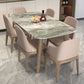 Stone Top Dining Table Mid-Century Modern Table with 4 Legs in Brown Clearhalo 'Dining Tables & Seating' 'Dining Tables' 'dining_table' 'furn' 'furn_dining_table' 'Furniture' 'furniture_dining_table' 'Kitchen & Dining Furniture' 'kitchen' 'kitchen_dining_table' 4770199