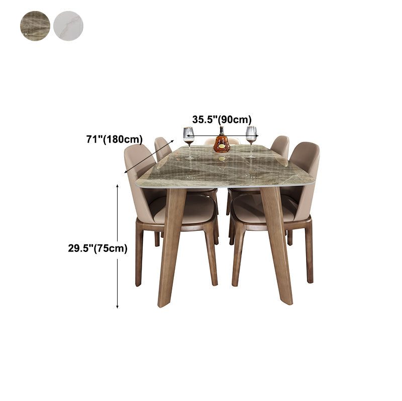 Stone Top Dining Table Mid-Century Modern Table with 4 Legs in Brown Clearhalo 'Dining Tables & Seating' 'Dining Tables' 'dining_table' 'furn' 'furn_dining_table' 'Furniture' 'furniture_dining_table' 'Kitchen & Dining Furniture' 'kitchen' 'kitchen_dining_table' 4770206