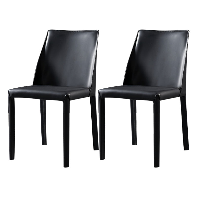 Contemporary Leather Indoor-Outdoor Side Chair Parsons Armless Dining Chair Black 2 Piece Set Clearhalo 'Dining Chairs' 'Dining Tables & Seating' 'dining_chair' 'furn' 'furn_dining_chair' 'Furniture' 'furniture_dining_chair' 'Kitchen & Dining Furniture' 4770221