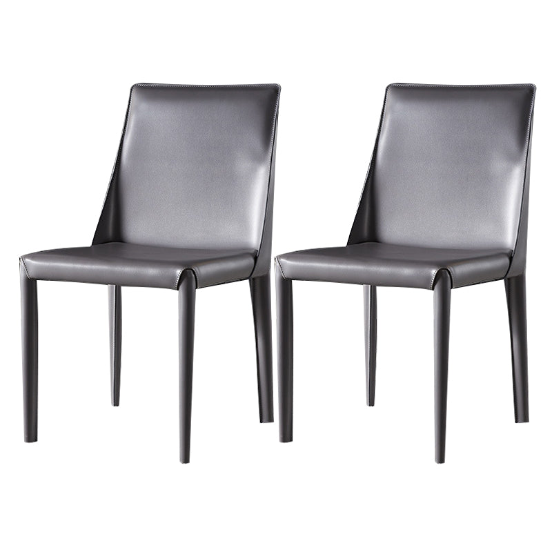 Contemporary Leather Indoor-Outdoor Side Chair Parsons Armless Dining Chair Grey 2 Piece Set Clearhalo 'Dining Chairs' 'Dining Tables & Seating' 'dining_chair' 'furn' 'furn_dining_chair' 'Furniture' 'furniture_dining_chair' 'Kitchen & Dining Furniture' 4770222