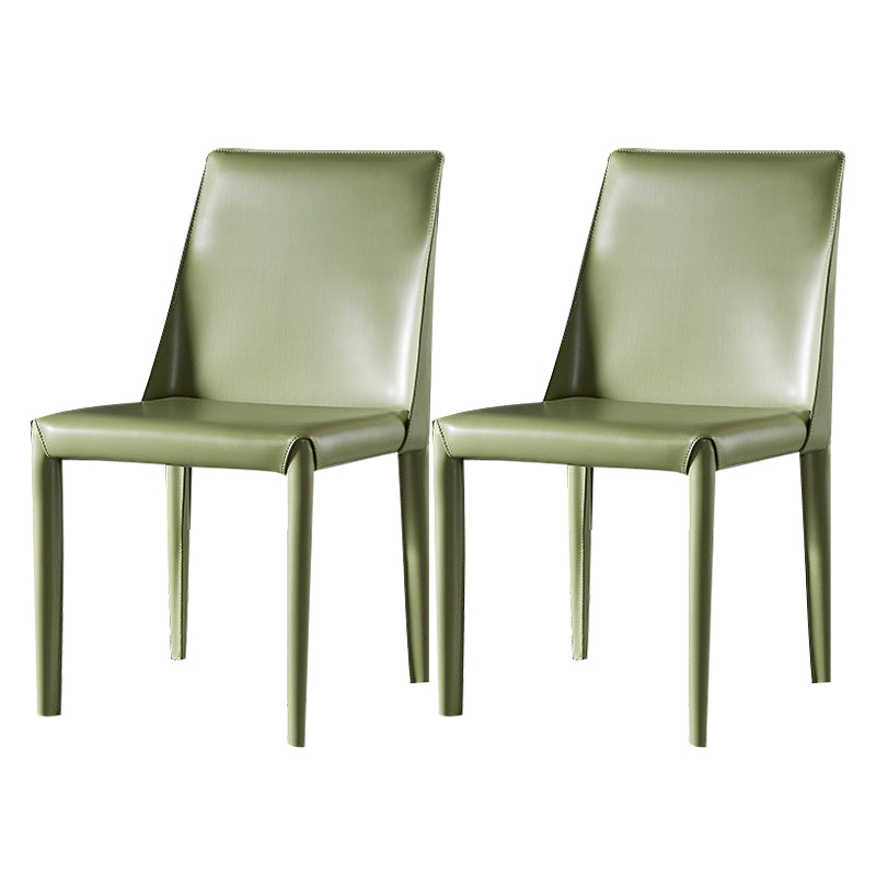 Contemporary Leather Indoor-Outdoor Side Chair Parsons Armless Dining Chair Green 2 Piece Set Clearhalo 'Dining Chairs' 'Dining Tables & Seating' 'dining_chair' 'furn' 'furn_dining_chair' 'Furniture' 'furniture_dining_chair' 'Kitchen & Dining Furniture' 4770233