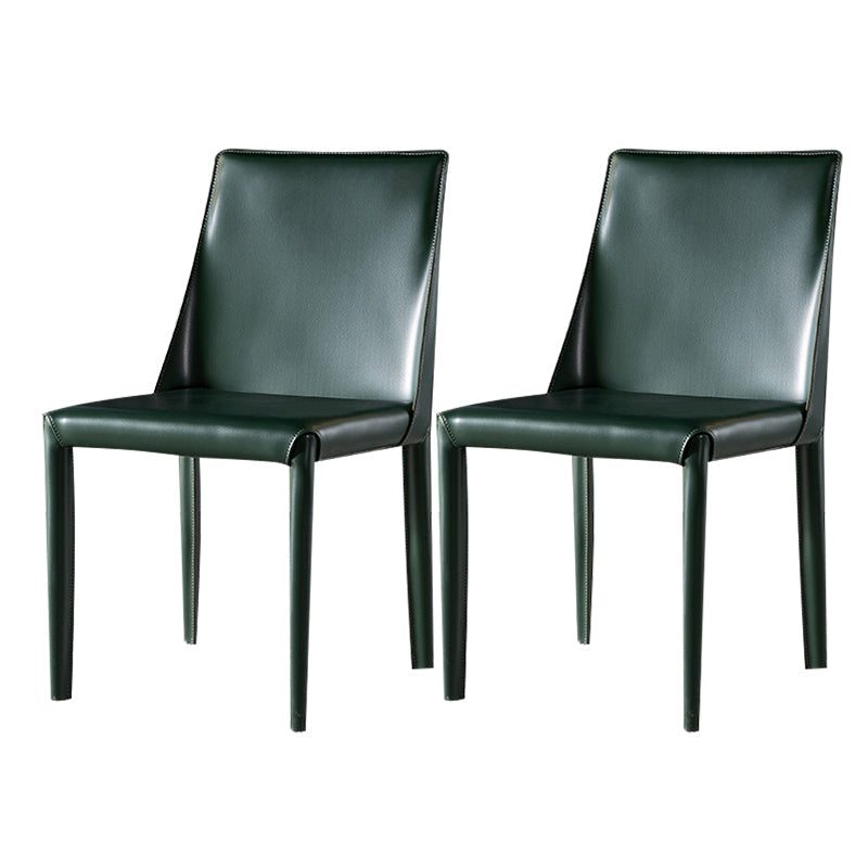 Contemporary Leather Indoor-Outdoor Side Chair Parsons Armless Dining Chair Blackish Green 2 Piece Set Clearhalo 'Dining Chairs' 'Dining Tables & Seating' 'dining_chair' 'furn' 'furn_dining_chair' 'Furniture' 'furniture_dining_chair' 'Kitchen & Dining Furniture' 4770235