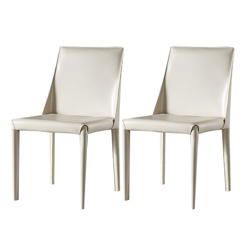 Contemporary Leather Indoor-Outdoor Side Chair Parsons Armless Dining Chair Off-White 2 Piece Set Clearhalo 'Dining Chairs' 'Dining Tables & Seating' 'dining_chair' 'furn' 'furn_dining_chair' 'Furniture' 'furniture_dining_chair' 'Kitchen & Dining Furniture' 4770236