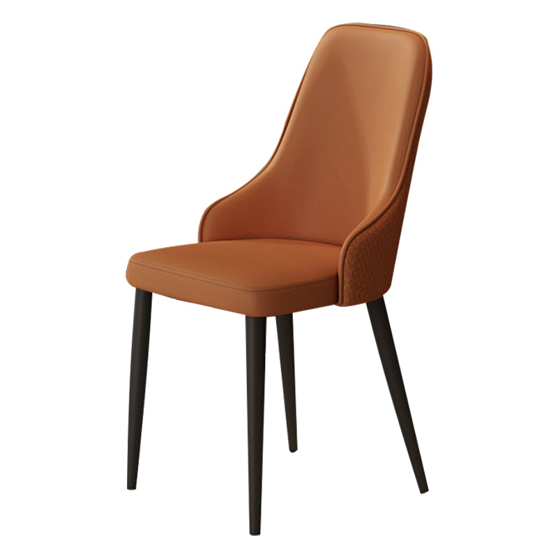 Contemporary Modern Metal Indoor-Outdoor Side Chair Solid Back Chair Orange 1 Piece Clearhalo 'Dining Chairs' 'Dining Tables & Seating' 'dining_chair' 'Furniture' 'furniture_dining_chair' 'Kitchen & Dining Furniture' 4770241