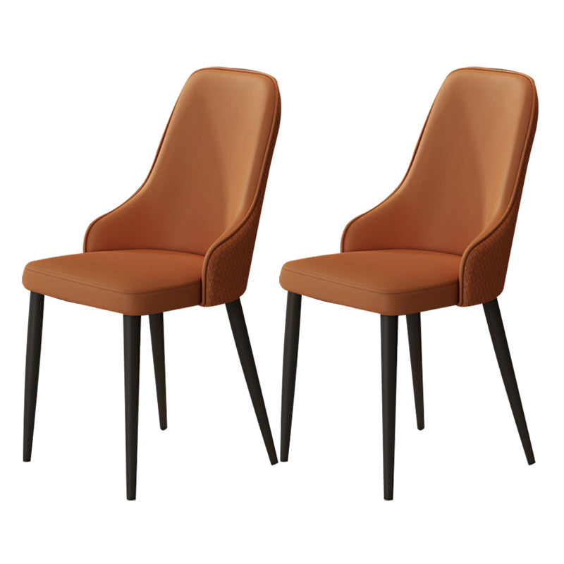 Contemporary Modern Metal Indoor-Outdoor Side Chair Solid Back Chair Orange Set of 2 Clearhalo 'Dining Chairs' 'Dining Tables & Seating' 'dining_chair' 'Furniture' 'furniture_dining_chair' 'Kitchen & Dining Furniture' 4770242