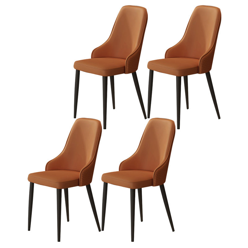 Contemporary Modern Metal Indoor-Outdoor Side Chair Solid Back Chair Orange Set of 4 Clearhalo 'Dining Chairs' 'Dining Tables & Seating' 'dining_chair' 'Furniture' 'furniture_dining_chair' 'Kitchen & Dining Furniture' 4770244