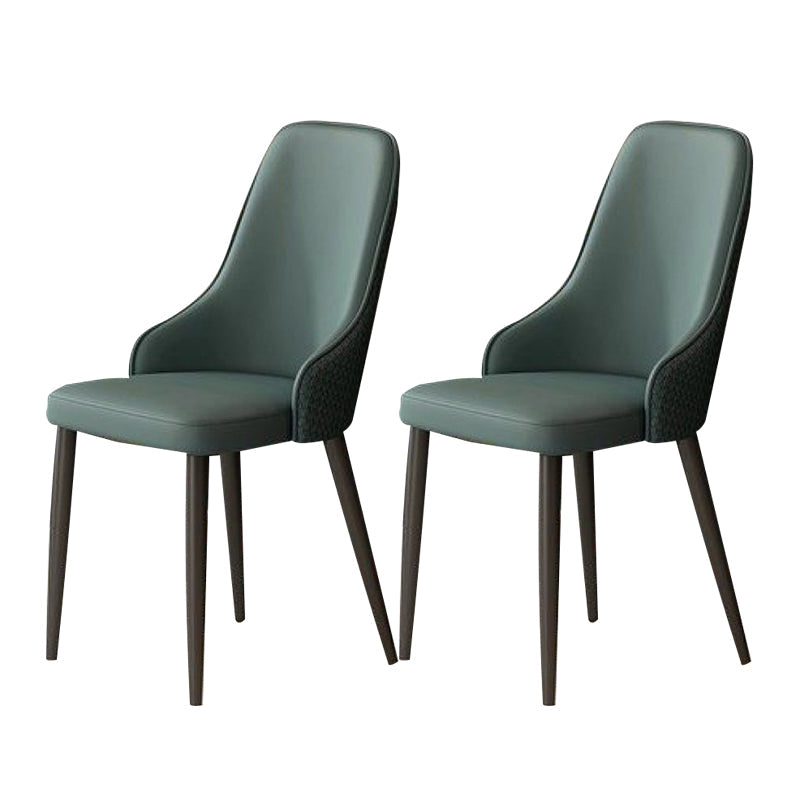 Contemporary Modern Metal Indoor-Outdoor Side Chair Solid Back Chair Green Set of 2 Clearhalo 'Dining Chairs' 'Dining Tables & Seating' 'dining_chair' 'Furniture' 'furniture_dining_chair' 'Kitchen & Dining Furniture' 4770249